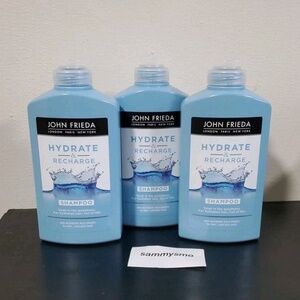 John Frieda Hydrate & Recharge Shampoo, For Dry Lifeless Hair 250ml / 8.4oz x3